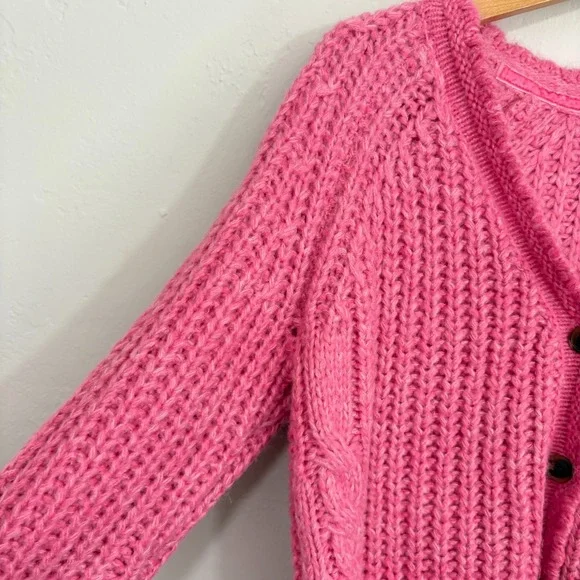 Sundance Knit Cardigan Women Size Small Pink Chunky Long Sleeve - Picture 4 of 11